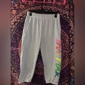 PINK Victoria's Secret Gray and Red Sweatpants with Elastic Waistband